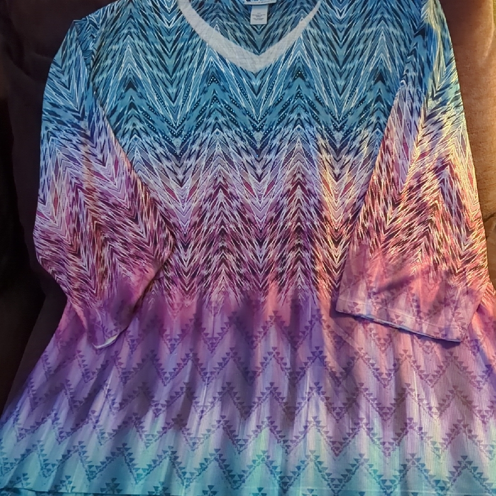 Catherines Blue and Purple Chevron Top